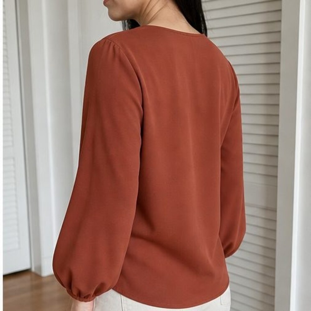 Rust Ruffle Blouse - Picture 3 of 6